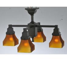 Meyda Yellow 108063 - 22"W Bungalow Frosted Amber 4 LT Chandelier