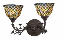 Meyda Yellow 109508 - 21"W Tiffany Fishscale 2 LT Wall Sconce