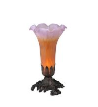 Meyda Yellow 11295 - 8"H Amber/Purple Tiffany Pond Lily Accent Lamp