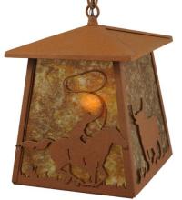 Meyda Yellow 114537 - 7" Square Cowboy & Steer Pendant