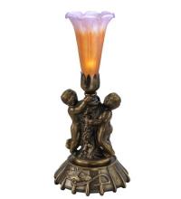 Meyda Yellow 11500 - 12" High Amber/Purple Pond Lily Twin Cherub Mini Lamp