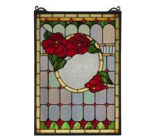 Meyda Yellow 119443 - 14"W X 20"H Morgan Rose Stained Glass Window
