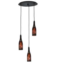 Meyda Yellow 119656 - 19.5"W Tuscan Vineyard Dogfish Head 3 LT Wine Bottle Cascading Pendant