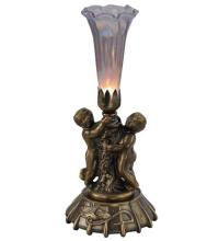 Meyda Yellow 12502 - 12" High Purple Iridescent Pond Lily Twin Cherub Mini Lamp