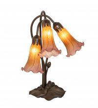 Meyda Yellow 129165 - 16" High Amber/Purple Tiffany Pond Lily 3 Light Accent Lamp