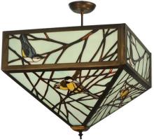 Meyda Yellow 129566 - 21"Sq Backyard Friends Semi-Flushmount