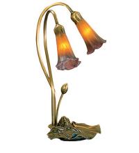 Meyda Yellow 13008 - 16" High Amber/Purple Pond Lily 2 LT Table Lamp