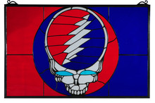 Meyda Yellow 141459 - 28" Wide X 18" High Greatful Dead Stained Glass Window