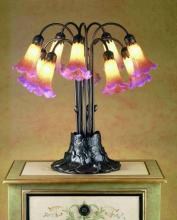 Meyda Yellow 14429 - 22"H Amber/Purple Pond Lily 10 LT Table Lamp