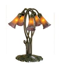Meyda Yellow 14962 - 17" High Amber/Purple Pond Lily 5 LT Table Lamp