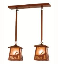 Meyda Yellow 15508 - 24"L Cowboy & Steer 2 LT Island Pendant