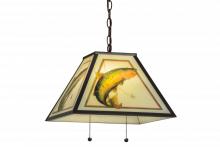 Meyda Yellow 155274 - 16" Square Reverse Painted Trout Pendant