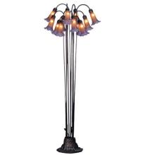 Meyda Yellow 15946 - 63" High Amber/Purple Tiffany Pond Lily 12 Light Floor Lamp