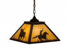 Meyda Yellow 162725 - 16" Square Cowboy & Steer Pendant