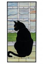 Meyda Yellow 164772 - 20"W X 42"H Cat in Window Stained Glass Window