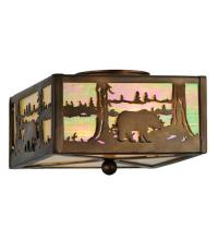 Meyda Yellow 16588 - 10" Square Bear at Lake Flushmount