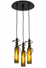 Meyda Yellow 180049 - 12"W Tuscan Vineyard Olive Branch 3 LT Wine Bottle Cascading Pendant