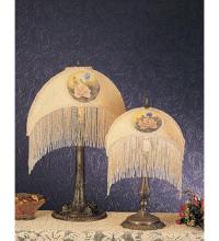 Meyda Yellow 18916 - 11"H Reverse Painted Roses Fabric with Fringe Accent Lamp