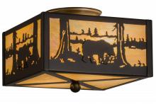 Meyda Yellow 19133 - 10" Square Bear at Lake Flushmount