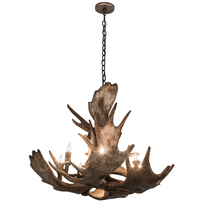 Meyda Yellow 200438 - 33" Wide Antlers Moose 10 Light Chandelier