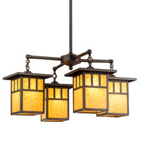 Meyda Yellow 204749 - 31" Wide Hyde Park Double Bar Mission 4 Light Chandelier