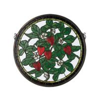 Meyda Yellow 20728 - 17"W X 17"H Strawberry Medallion Stained Glass Window