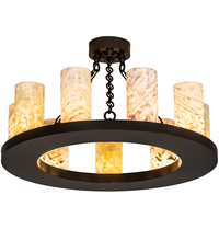 Meyda Yellow 213472 - 30" Wide Loxley 9 Light Semi-Flushmount