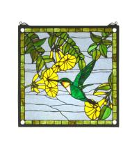 Meyda Yellow 22898 - 17"W X 17"H Hummingbird Stained Glass Window