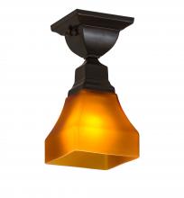 Meyda Yellow 229387 - 5" Square Bungalow Frosted Amber Flushmount