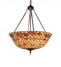 Meyda Yellow 230951 - 24" Wide Tiffany Fishscale Inverted Pendant