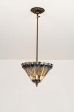 Meyda Yellow 23199 - 12"W Tiffany Jeweled Peacock Semi-Flushmount