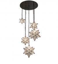 Meyda Yellow 234759 - 36" Wide Moravian Star 5 Light Cascading Pendant