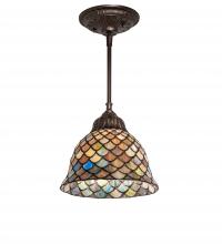 Meyda Yellow 248598 - 8" Wide Tiffany Fishscale Mini Pendant