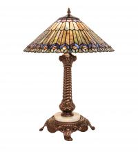 Meyda Yellow 251928 - 23" High Tiffany Jeweled Peacock Table Lamp