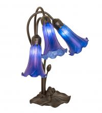 Meyda Yellow 254291 - 16" High Blue Tiffany Pond Lily 3 Light Accent Lamp
