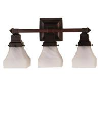 Meyda Yellow 26310 - 18"W Bungalow White Alabaster Swirl 3 LT Vanity Light