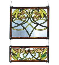 Meyda Yellow 27233 - 21"W X 26"H Waterlily 2 -Piece Stained Glass Window
