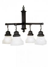 Meyda Yellow 27621 - 26"W Bungalow White Alabaster Swirl 4 LT Chandelier