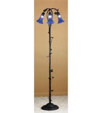 Meyda Yellow 31333 - 58" High Blue Tiffany Pond Lily 3 Light Floor Lamp