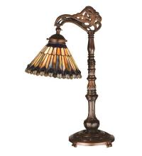 Meyda Yellow 32738 - 19"H Tiffany Jeweled Peacock Bridge Arm Desk Lamp