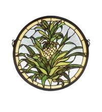 Meyda Yellow 48550 - 16"W X 16"H Welcome Pineapple Stained Glass Window