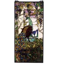 Meyda Yellow 50562 - 19"W X 40"H Tiffany Peacock Wisteria Stained Glass Window