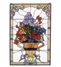Meyda Yellow 51721 - 24"W X 36"H Floral Arrangement Stained Glass Window