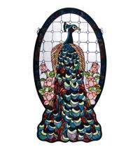 Meyda Yellow 67135 - 20"W X 38"H Peacock Profile Stained Glass Window
