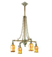 Meyda Yellow 67330 - 26"W Craftsman Favrile 4 LT Chandelier