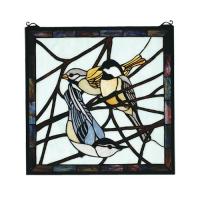 Meyda Yellow 68387 - 18"W X 18"H Backyard Friends Stained Glass Window