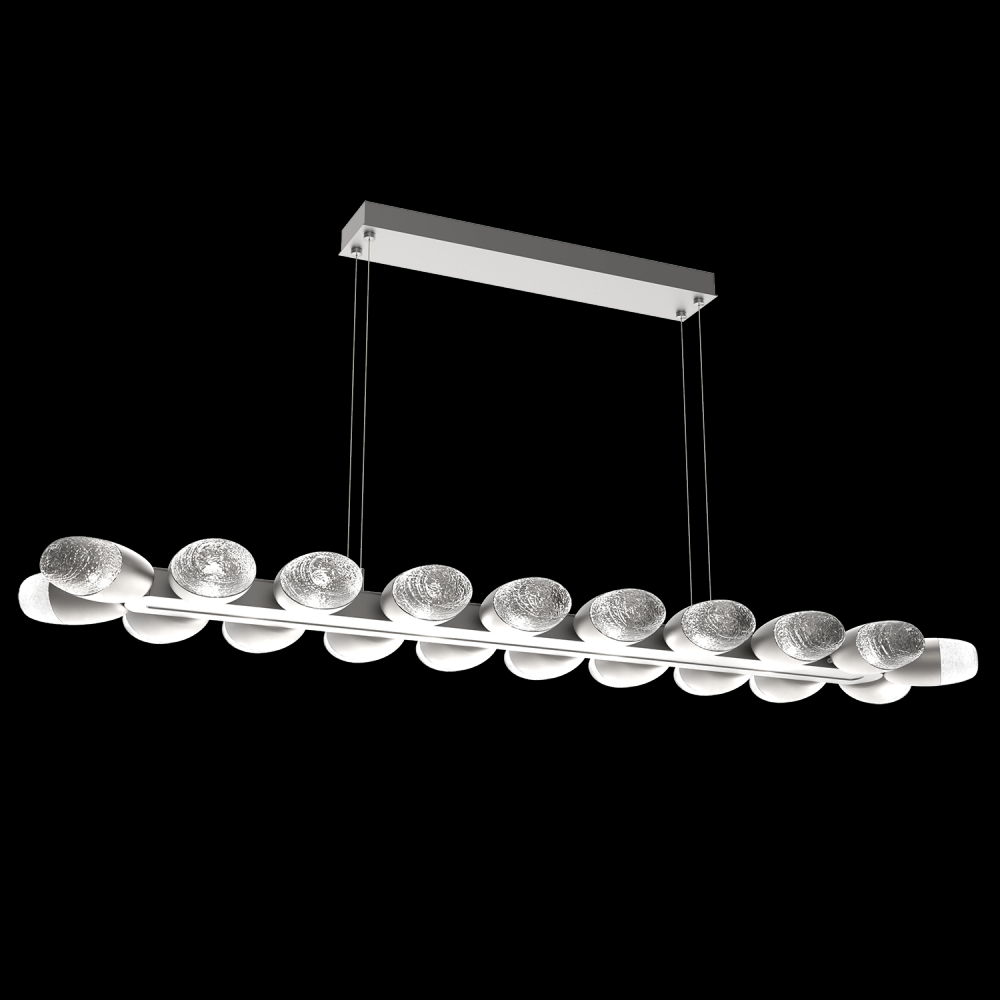 Pebble Linear Suspension 60" Small Glass-Heritage Brass-Pebble Clear