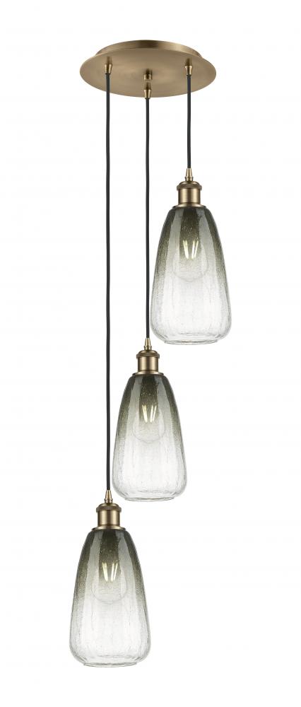 Brookhaven Almond - 3 Light - 13 inch - Antique Brass - Cord Hung - Multi Pendant