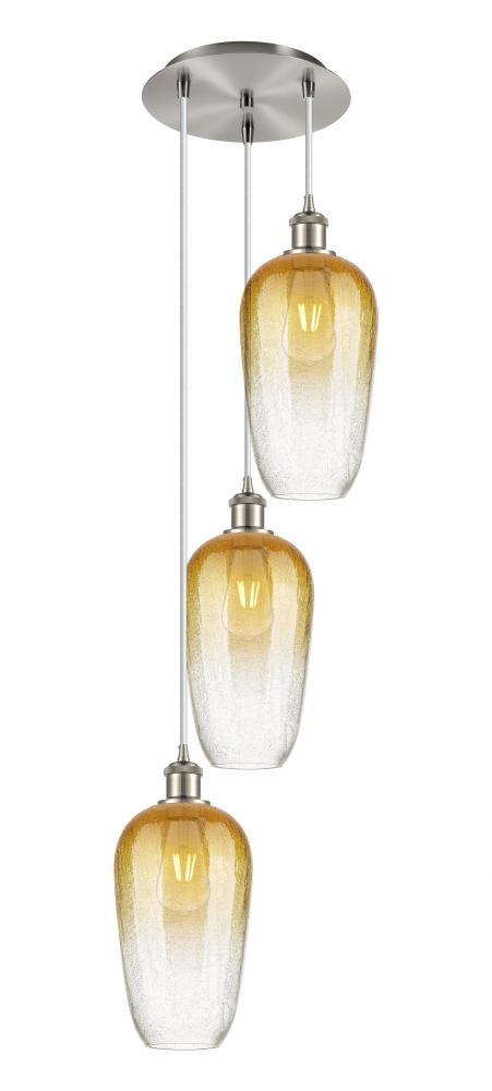 Brookhaven Flute - 3 Light - 14 inch - Brushed Satin Nickel - Cord Hung - Multi Pendant