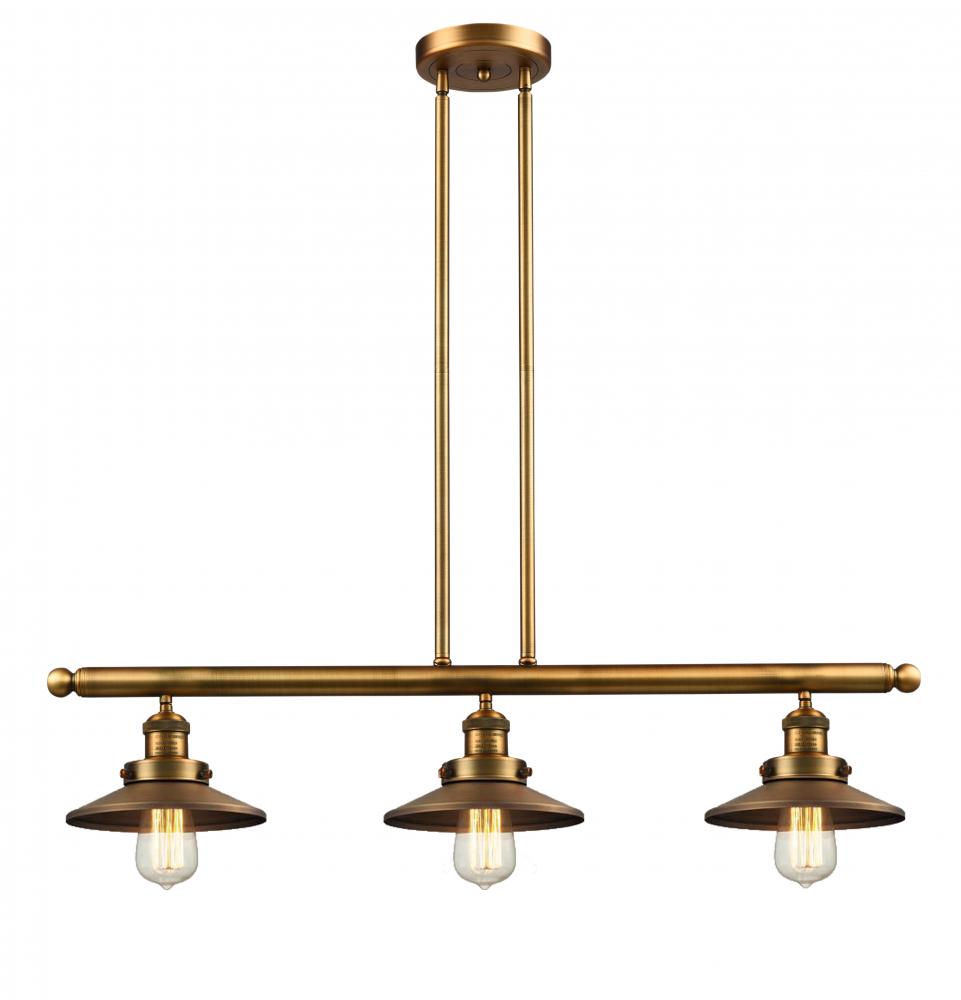 Railroad - 3 Light - 41 inch - Brushed Brass - Stem Hung - Adjustable Island Light